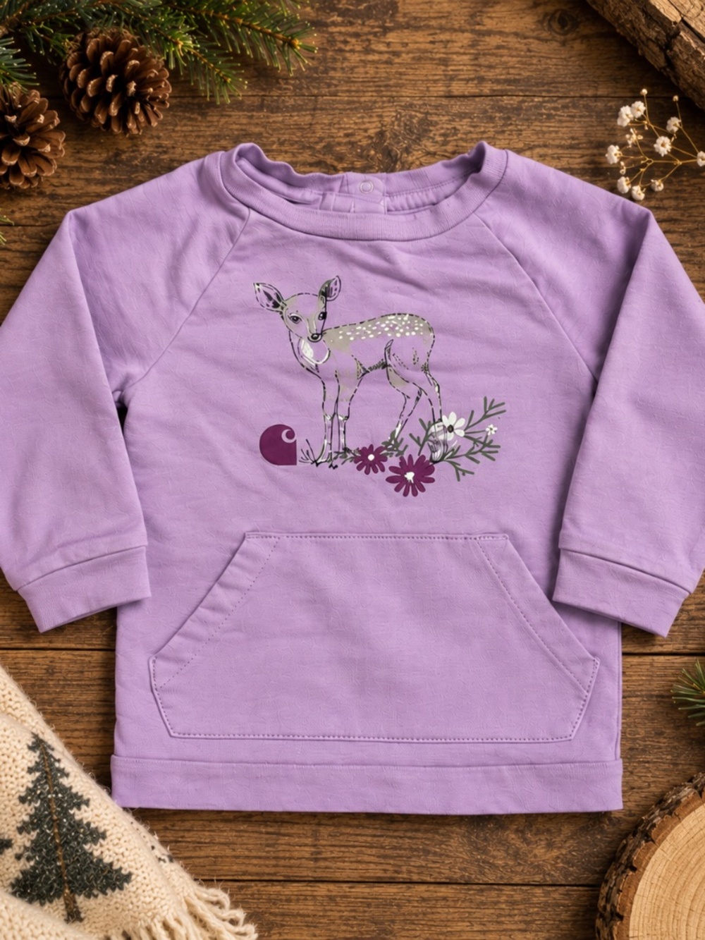 Carhartt Baby Girls 12M Lavender Deer Sweatshirt